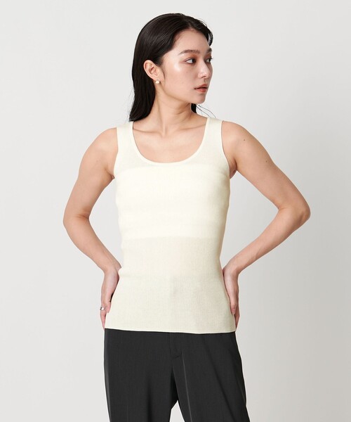 MARW UNITED ARROWS（マルゥ ユナイテッドアローズ）の「＜MARW UNITED ARROWS＞ニット タンクトップ（タンクトップ・レディース・オフホワイト/ブラック・FREE）」の3枚目の写真