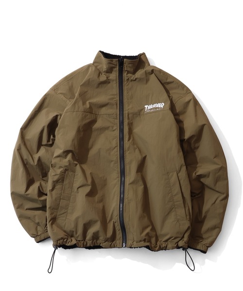 THRASHER（スラッシャー）の「【THRASHER/スラッシャー】リバーシブル スタンドネックナイロン ボアブルゾン（ブルゾン・メンズ・ライトグレー/ブラック/カーキ・M/L/XL）」の3枚目の写真