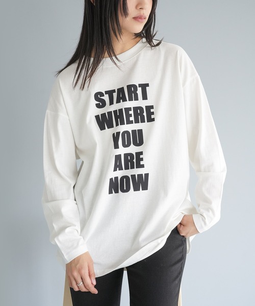 mili an deni(ミリアンデニ)の「ビッグロゴロンT(Tシャツ/カットソー・レディース・ブラック/オフホワイト/チャコールグレー・M/L)」の2枚目の写真