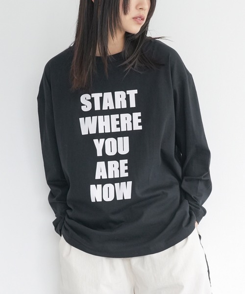 mili an deni(ミリアンデニ)の「ビッグロゴロンT(Tシャツ/カットソー・レディース・ブラック/オフホワイト/チャコールグレー・M/L)」の1枚目の写真