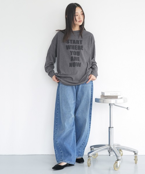 mili an deni(ミリアンデニ)の「ビッグロゴロンT(Tシャツ/カットソー・レディース・ブラック/オフホワイト/チャコールグレー・M/L)」の6枚目の写真