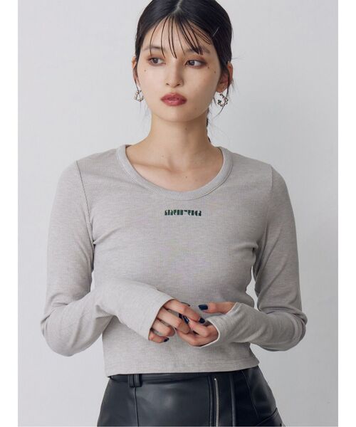 MURUA（ムルーア）の「ロゴラメテレコトップス（Tシャツ/カットソー・レディース・ホワイト/グレー/レッド/ブラック・FREE）」の3枚目の写真