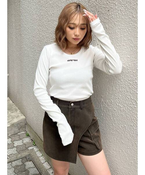 MURUA（ムルーア）の「ロゴラメテレコトップス（Tシャツ/カットソー・レディース・ホワイト/グレー/レッド/ブラック・FREE）」の15枚目の写真