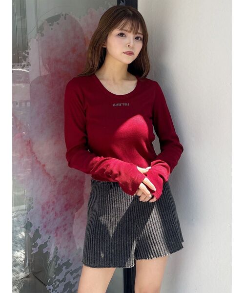 MURUA（ムルーア）の「ロゴラメテレコトップス（Tシャツ/カットソー・レディース・ホワイト/グレー/レッド/ブラック・FREE）」の13枚目の写真