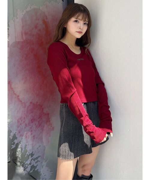 MURUA（ムルーア）の「ロゴラメテレコトップス（Tシャツ/カットソー・レディース・ホワイト/グレー/レッド/ブラック・FREE）」の12枚目の写真