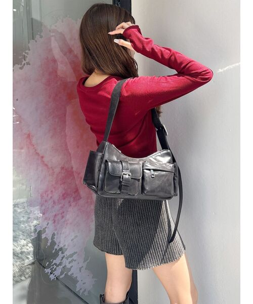 MURUA（ムルーア）の「ロゴラメテレコトップス（Tシャツ/カットソー・レディース・ホワイト/グレー/レッド/ブラック・FREE）」の11枚目の写真