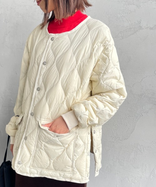 TAION（タイオン）の「[TAION/タイオン] MILITARY ソフトシェル オーバーサイズクルーネックダウンジャケット（ダウンジャケット/コート・レディース・ブラック/オリーブ/オフホワイト・XL/L/M）」の2枚目の写真