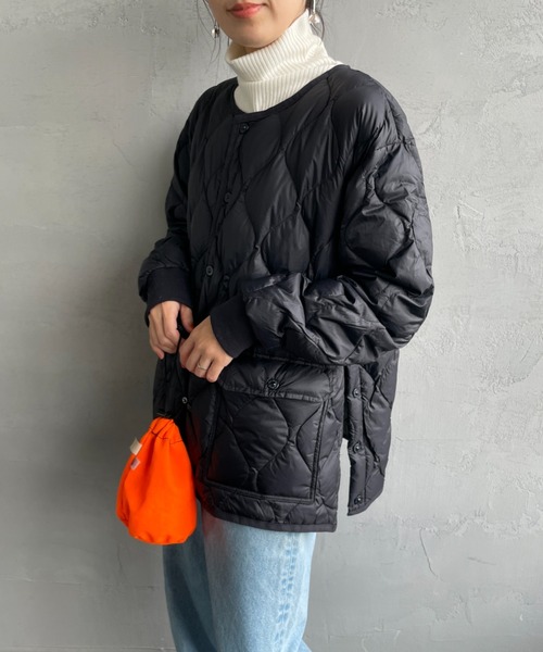 TAION（タイオン）の「[TAION/タイオン] MILITARY ソフトシェル オーバーサイズクルーネックダウンジャケット（ダウンジャケット/コート・レディース・ブラック/オリーブ/オフホワイト・XL/L/M）」の10枚目の写真