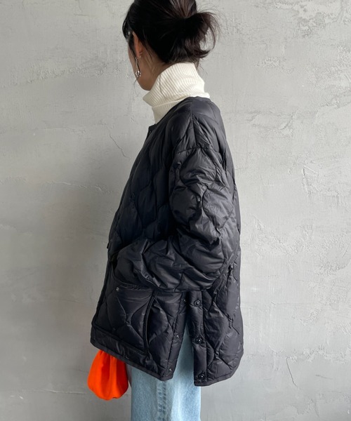 TAION（タイオン）の「[TAION/タイオン] MILITARY ソフトシェル オーバーサイズクルーネックダウンジャケット（ダウンジャケット/コート・レディース・ブラック/オリーブ/オフホワイト・XL/L/M）」の12枚目の写真