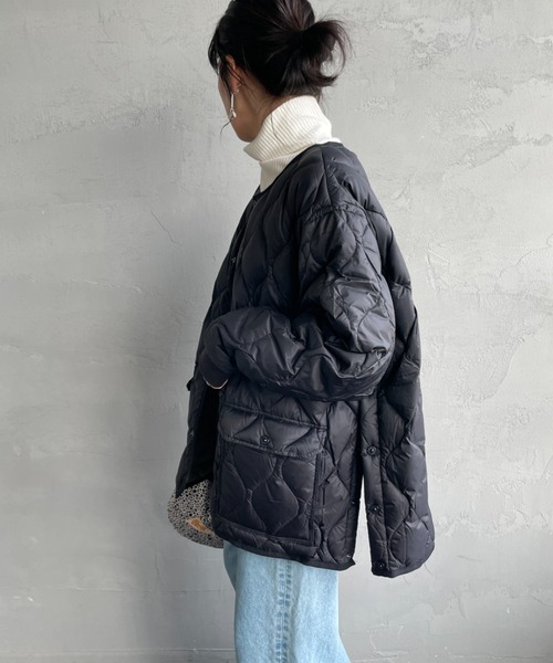 TAION（タイオン）の「[TAION/タイオン] MILITARY ソフトシェル オーバーサイズクルーネックダウンジャケット（ダウンジャケット/コート・レディース・ブラック/オリーブ/オフホワイト・XL/L/M）」の18枚目の写真