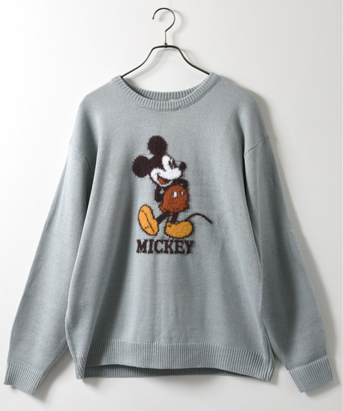 ミッキー グラフィック ニットセーター セール】【neos】Disney ディズニー ミッキーマウス ルーズシルエット