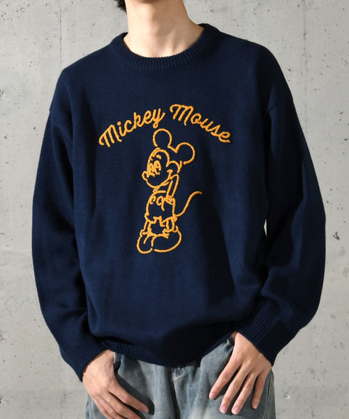BEAMS BOY ミッキーマウス ニットセーター ネイビー ディズニー BEAMS BOY（ビームスボーイ）の「BEAMS BOY / ミッキーマウス / ニット