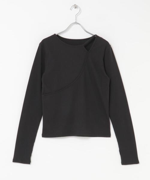 SENSE OF PLACE by URBAN RESEARCH（センスオブプレイスバイアーバンリサーチ）の「アシンメトリーリブコンパクトトップ（Tシャツ/カットソー・レディース・オフホワイト/ブラック/キャメル・ONE）」の9枚目の写真