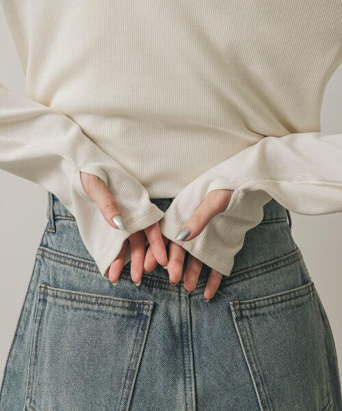 SENSE OF PLACE by URBAN RESEARCH（センスオブプレイスバイアーバンリサーチ）の「アシンメトリーリブコンパクトトップ（Tシャツ/カットソー・レディース・オフホワイト/ブラック/キャメル・ONE）」の15枚目の写真