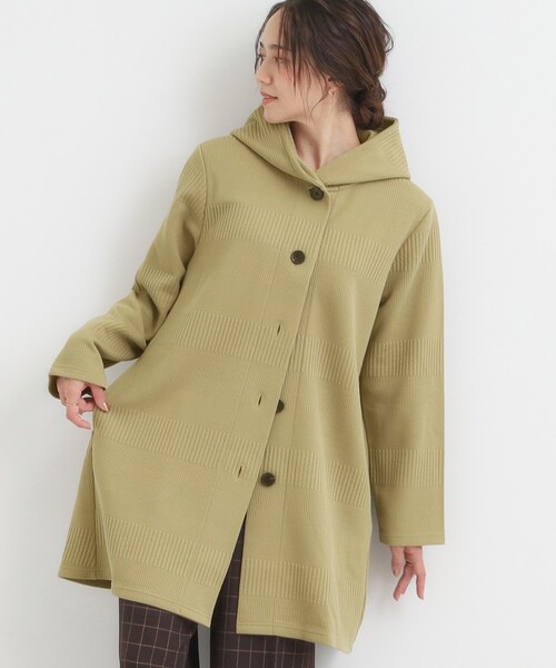 SHOO・LA・RUE（シューラルー）の「【高レビュー/春まで着られる】体型をカバーしながらスマートに魅せる ラインジャカードコーディガン（カーディガン/ボレロ・レディース・ネイビー/グレー系その他/ライトベージュ/オリーブ・01/02/03/04）」の3枚目の写真