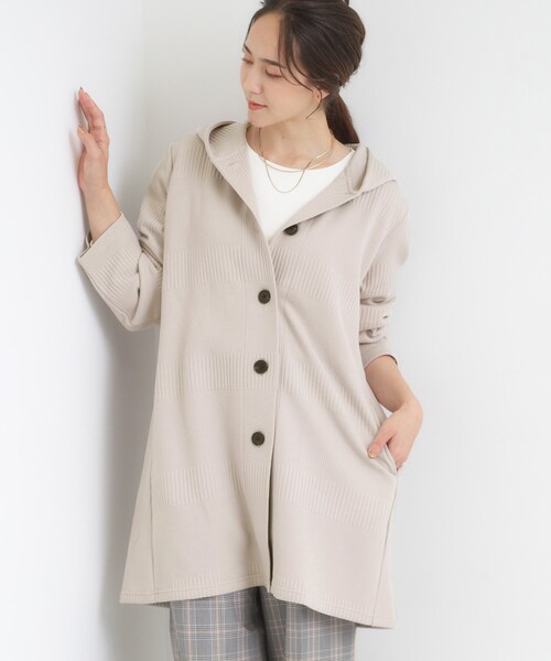 SHOO・LA・RUE（シューラルー）の「【高レビュー/春まで着られる】体型をカバーしながらスマートに魅せる ラインジャカードコーディガン（カーディガン/ボレロ・レディース・ネイビー/グレー系その他/ライトベージュ/オリーブ・01/02/03/04）」の2枚目の写真