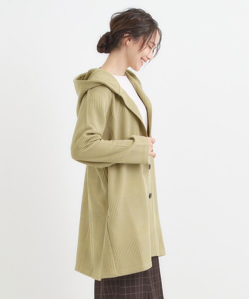 SHOO・LA・RUE（シューラルー）の「【高レビュー/春まで着られる】体型をカバーしながらスマートに魅せる ラインジャカードコーディガン（カーディガン/ボレロ・レディース・ネイビー/グレー系その他/ライトベージュ/オリーブ・01/02/03/04）」の18枚目の写真