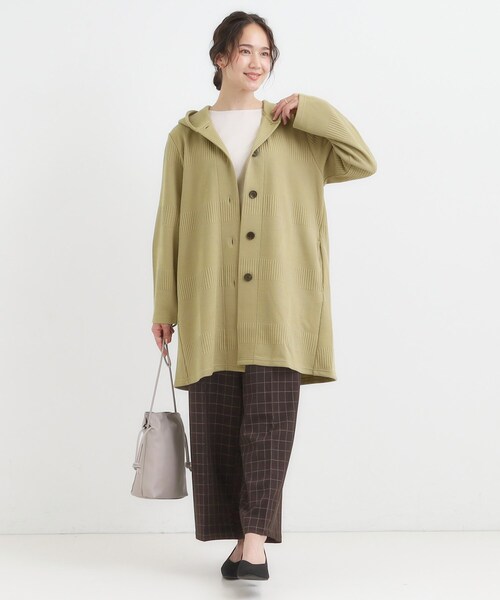 SHOO・LA・RUE（シューラルー）の「【高レビュー/春まで着られる】体型をカバーしながらスマートに魅せる ラインジャカードコーディガン（カーディガン/ボレロ・レディース・ネイビー/グレー系その他/ライトベージュ/オリーブ・01/02/03/04）」の19枚目の写真