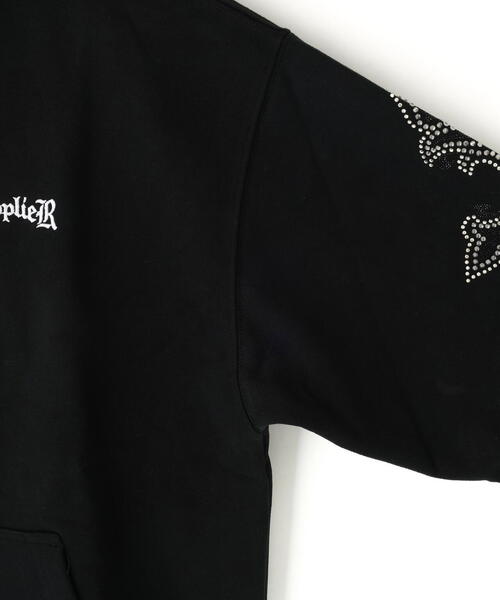 SUPPLIER（サプライヤー）の「SUPPLIER/サプライヤー/RHINESTONE SLEEVE HOODIE（パーカー・メンズ・グレー/ブラック・XL/L/M）」の14枚目の写真