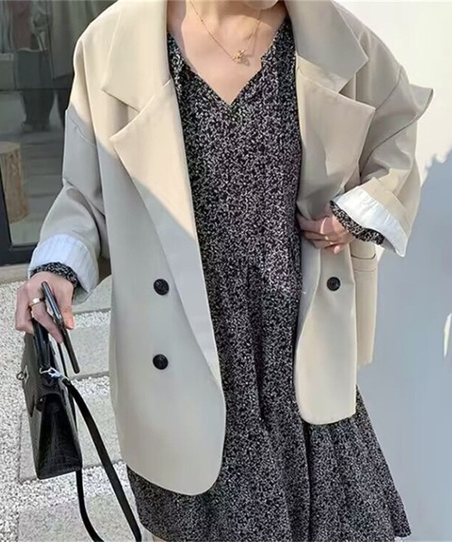 WESTSEA(ウエストシー)の「ゆったりシルエット ダブルテーラードジャケット(テーラードジャケット・レディース・ブラウン/アイボリー/ブラック・L/M/S)」の8枚目の写真