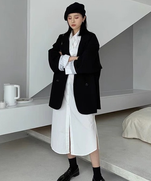 WESTSEA(ウエストシー)の「ゆったりシルエット ダブルテーラードジャケット(テーラードジャケット・レディース・ブラウン/アイボリー/ブラック・L/M/S)」の13枚目の写真
