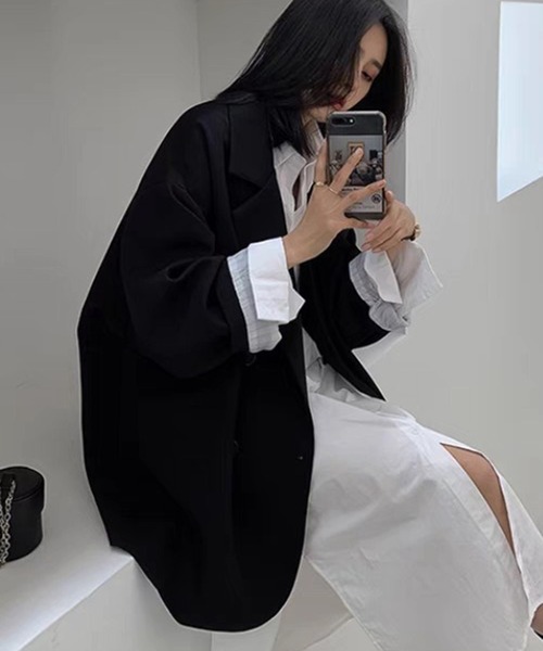 WESTSEA(ウエストシー)の「ゆったりシルエット ダブルテーラードジャケット(テーラードジャケット・レディース・ブラウン/アイボリー/ブラック・L/M/S)」の11枚目の写真