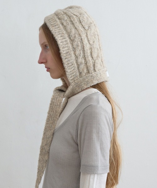 Kijun/キジュン Cable Knit Balaclava ウール モヘア風ニット