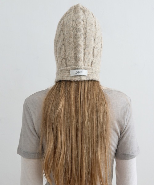 セール】Kijun/キジュン Cable Knit Balaclava ウール モヘア風ニット