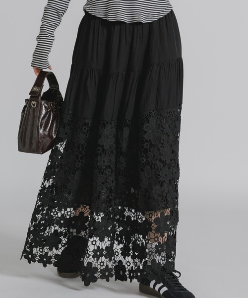 セール】Floral Lace Long Skirt / 花柄レース ロングスカート