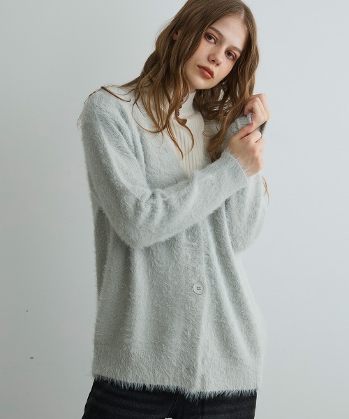 Mirette(ミレット)の「フェザータッチオーバーカーディガン / Feather Touch Oversized Cardigan(カーディガン/ボレロ・レディース・グレー/ブラウン/ライトグレー・FREE)」の1枚目の写真