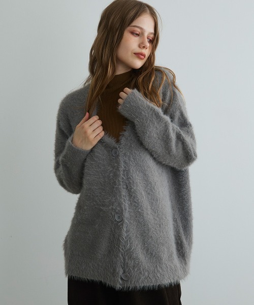Mirette(ミレット)の「フェザータッチオーバーカーディガン / Feather Touch Oversized Cardigan(カーディガン/ボレロ・レディース・グレー/ブラウン/ライトグレー・FREE)」の14枚目の写真