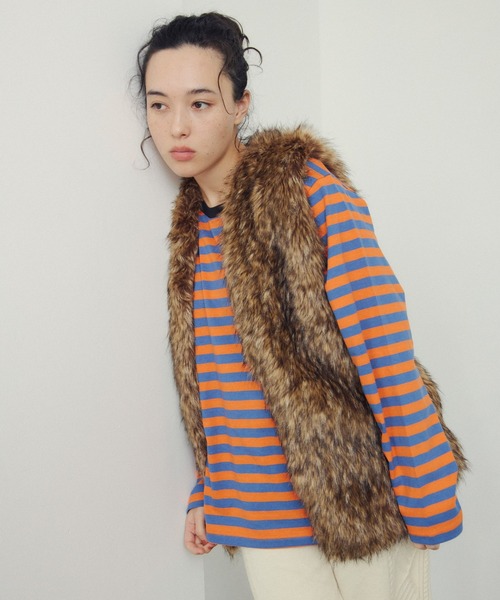 merrylatte（メリーラテ）の「ファーベスト"MATAGI"（ベスト・レディース・ブラウン・FREE）」の2枚目の写真