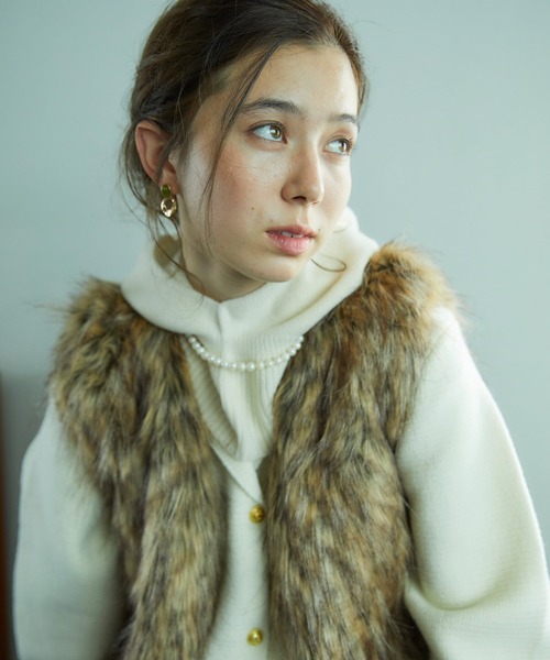 merrylatte（メリーラテ）の「ファーベスト"MATAGI"（ベスト・レディース・ブラウン・FREE）」の12枚目の写真