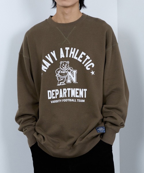 NAVY(ネイビー)の「NAVY 裏起毛ウォッシュバルーントレーナー(スウェット・メンズ・杢グレー/ネイビー系/ブラック/ブラック系/ブラウン・S/M/L/XL)」の4枚目の写真