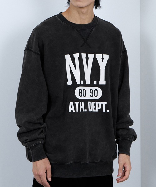 NAVY(ネイビー)の「NAVY 裏起毛ウォッシュバルーントレーナー(スウェット・メンズ・杢グレー/ネイビー系/ブラック/ブラック系/ブラウン・S/M/L/XL)」の11枚目の写真