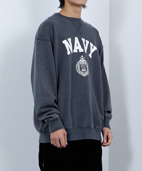 NAVY(ネイビー)の「NAVY 裏起毛ウォッシュバルーントレーナー(スウェット・メンズ・杢グレー/ネイビー系/ブラック/ブラック系/ブラウン・S/M/L/XL)」の17枚目の写真