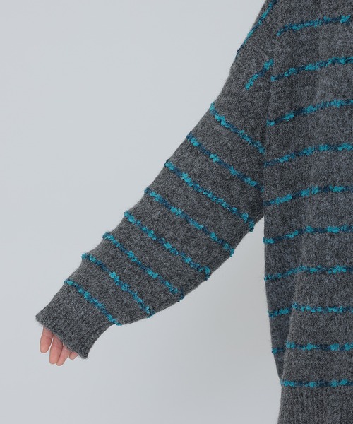SUWDEE(スーディー)の「border over size knit cardigan(カーディガン/ボレロ・レディース・グレー/ブラウン/ホワイト・FREE)」の13枚目の写真