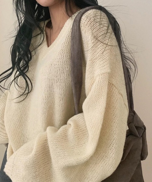 ReRe(リリ)の「オーバーサイズリブ切替ニットプルオーバー(ニット/セーター・レディース・グレー/カーキ/ブルー/ピンク/ベージュ・FREE)」の20枚目の写真