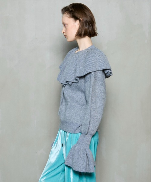 MAISON SPECIAL(メゾンスペシャル)の「2way Ruffle Collar Knit / 2WAYラッフルカラーニット(ニット/セーター・レディース・ブラック/グレー/ホワイト・FREE)」の18枚目の写真