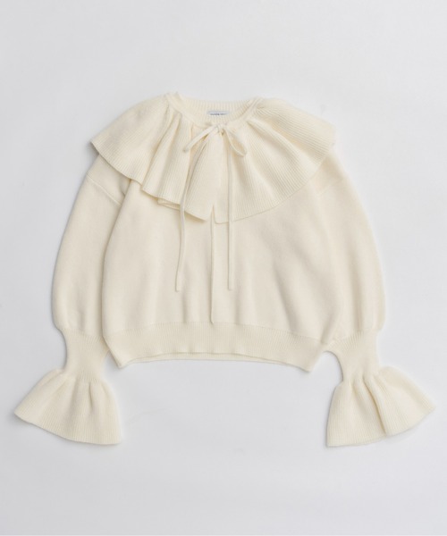 MAISON SPECIAL(メゾンスペシャル)の「2way Ruffle Collar Knit / 2WAYラッフルカラーニット(ニット/セーター・レディース・ブラック/グレー/ホワイト・FREE)」の20枚目の写真
