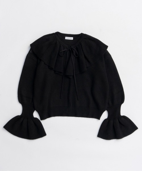 MAISON SPECIAL(メゾンスペシャル)の「2way Ruffle Collar Knit / 2WAYラッフルカラーニット(ニット/セーター・レディース・ブラック/グレー/ホワイト・FREE)」の22枚目の写真