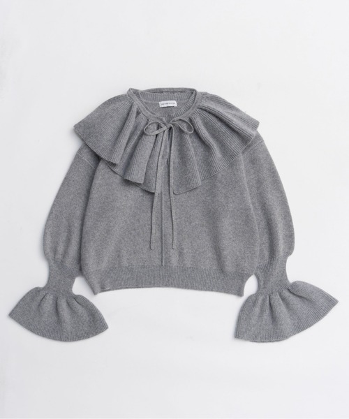 MAISON SPECIAL(メゾンスペシャル)の「2way Ruffle Collar Knit / 2WAYラッフルカラーニット(ニット/セーター・レディース・ブラック/グレー/ホワイト・FREE)」の5枚目の写真