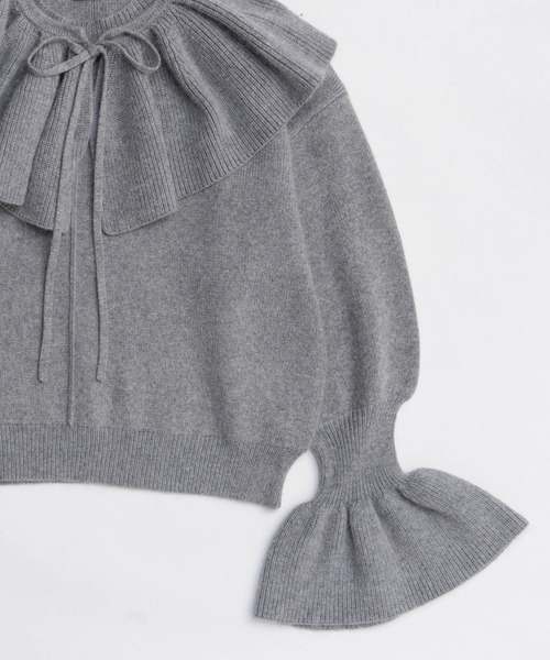 MAISON SPECIAL(メゾンスペシャル)の「2way Ruffle Collar Knit / 2WAYラッフルカラーニット(ニット/セーター・レディース・ブラック/グレー/ホワイト・FREE)」の7枚目の写真