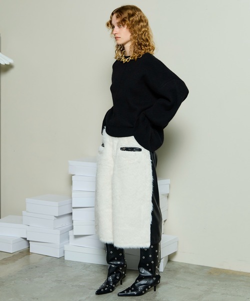 MAISON SPECIAL(メゾンスペシャル)の「2way Ruffle Collar Knit / 2WAYラッフルカラーニット(ニット/セーター・レディース・ブラック/グレー/ホワイト・FREE)」の15枚目の写真