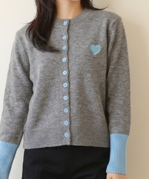a lot of love(ア ロット オブ ラブ)の「配色デザイン ポップテイストカーディガン(カーディガン/ボレロ・レディース・ブルー/レッド・FREE)」の6枚目の写真