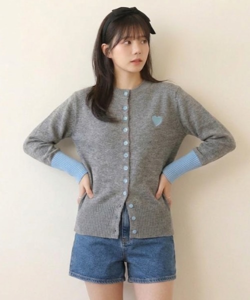 a lot of love(ア ロット オブ ラブ)の「配色デザイン ポップテイストカーディガン(カーディガン/ボレロ・レディース・ブルー/レッド・FREE)」の9枚目の写真