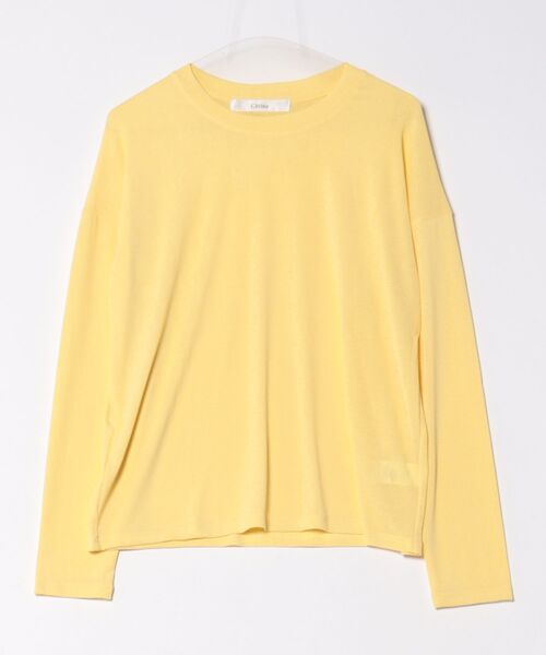 Chiina(チーナ)の「Chiina/【紫外線・日焼け対策にも○】クルーネック シアー カットソー(Tシャツ/カットソー・レディース・イエロー/グレー/ブラック/ホワイト・FREE)」の4枚目の写真
