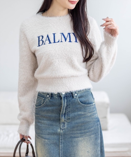 clear（クリア）の「ロゴ刺繍フェザーニットトップス［大人 カジュアル 着回し力抜群］≪AW新作≫（ニット/セーター・レディース・アイボリー/グレー/ホワイト系その他2/ベージュ/ピンク・F）」の4枚目の写真