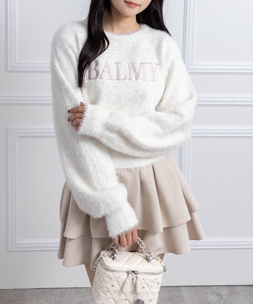 clear（クリア）の「ロゴ刺繍フェザーニットトップス［大人 カジュアル 着回し力抜群］≪AW新作≫（ニット/セーター・レディース・アイボリー/グレー/ホワイト系その他2/ベージュ/ピンク・F）」の3枚目の写真