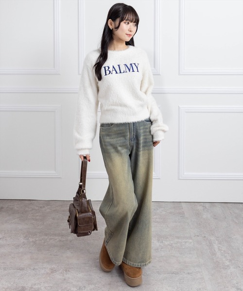 clear（クリア）の「ロゴ刺繍フェザーニットトップス［大人 カジュアル 着回し力抜群］≪AW新作≫（ニット/セーター・レディース・アイボリー/グレー/ホワイト系その他2/ベージュ/ピンク・F）」の20枚目の写真